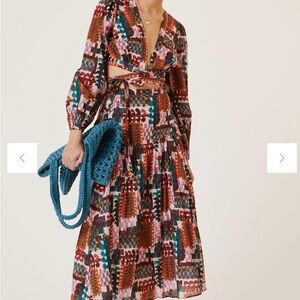 Anthropologie boho abstract peasant skirt with crop top